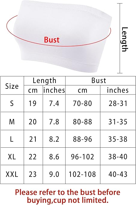 Geyoga 6 Pieces Strapless Bandeau Bras, Seamless Bralettes Stretchy Non Padded Tube Tops for Women(Medium,White, Pink, Light Blue, Purplish Red, Black, Peacock Blue) M
