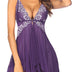 Avidlove Women Lace Lingerie Front Closure Babydoll V Neck Nightwear Sexy Chemise Nightie, Rose Viole, Large