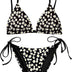 UMIPUBO Women's Bikini Set Sexy Two Piece Swimsuit Triangle Low Waisted Bikini Halter Lace-Up Tie Side Bottom Ladies Swimwear(Black,M)
