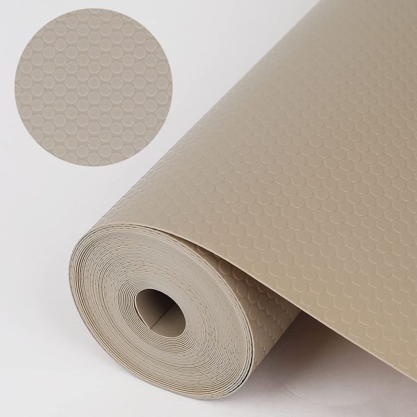 WochiTV EVA Shelf Liner Kitchen Drawer Liner, 30cmx609cm Non Adhesive Refrigerator Mats Waterproof Washable, Non-Slip Grip Plastic Liner for Cabinet, Cupboard, Shoe Rack, Closet, Cupboard, Khaki