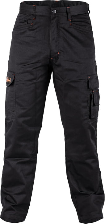 Black Hammer Mens Combat Work Trousers Cargo Pants Multi Pockets Joggers Reinforced Seams Tradesman Warehouse Survival Black (44W / 31 Regular)