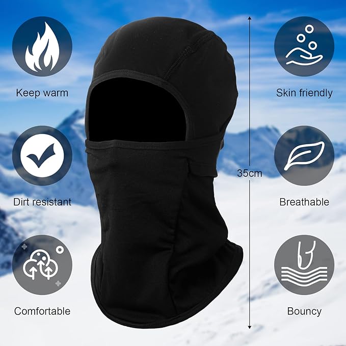 Kids Ski Mask Balaclava Fleece Face and Neck Cover Mask Thermal Kids Balaclava Windproof Face Warmer Winter Face Mask for Boys Girls Children Cycling Running Skiing Snowboarding Winter (Black)