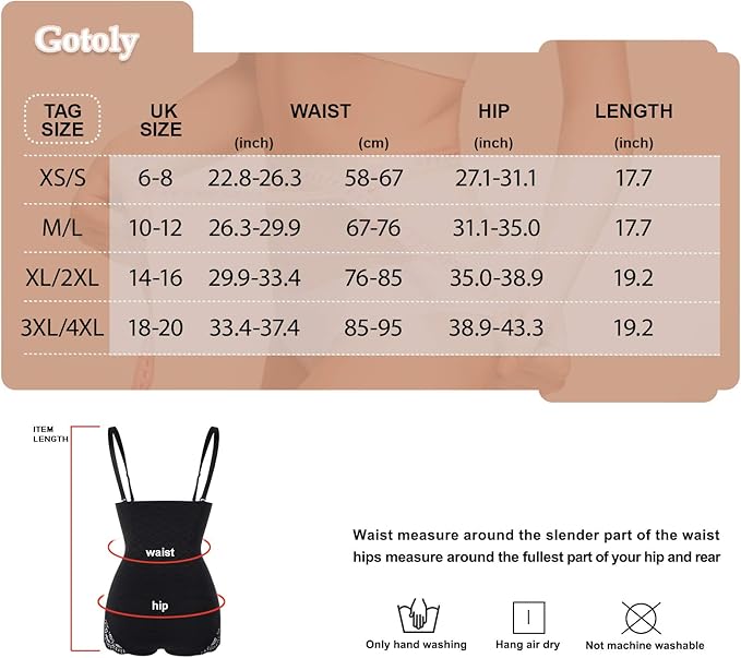 Gotoly Women Seamless Bodysuit Thong Butt Lifter Shapewear High Waist Trainer Panty Tummy Firm Control Body Shaper with Removable Straps (Black, X-Large - XX-Large)