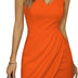 Missufe Women's Summer Cocktail Dress Elegant Wrap Dress Festive Party Dress Vintage Dresses, orange, S