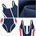 Veranobreeze Ladies Swimsuit One Piece Swimming Costume Black Athletic Swimsuit Modest Swimwear (Red & Dark Blue, UK14)