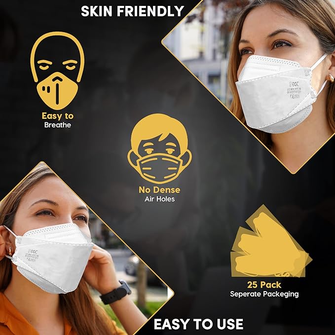 25 PCS INDIVIDUALLY WRAPPED FFP2 Face Masks Uk certified face masks FFP2 mask N95 face Mask uk n95 mask respiaror 4-Layer Filtering FFP2 Mask with CE Marks – UK'