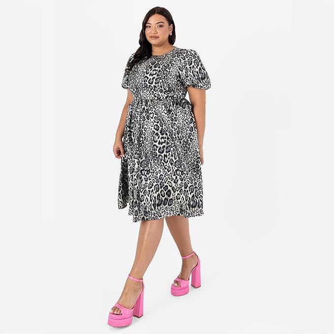 Lovedrobe Womens Ladies Midi Dress with Pockets Leopard Size 16