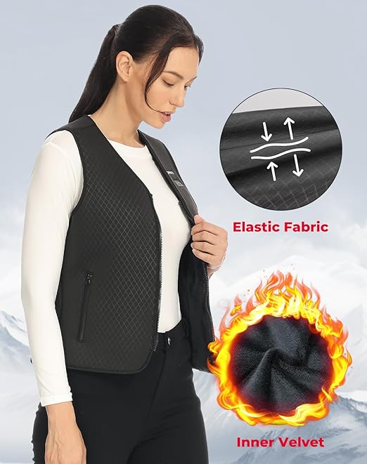 KEMIMOTO Women's Heated Vest, Rechargeable Heated Vest 3 Stalls Adjustable Temperature Warm Jacket, Electric Heated Gilet 8 Heating Zones, Outdoor Motorcycles Activities(Battery Pack Not Included)