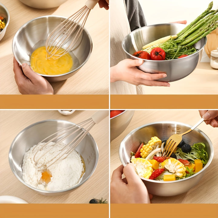 3Pcs Stainless Steel Mixing Bowl Set – Durable Kitchen Bowls for Baking & Cooking