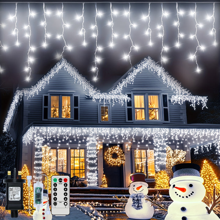 23.29m 780 LED Icicle Lights – 8 Modes, Timer, Remote Control, Connectable