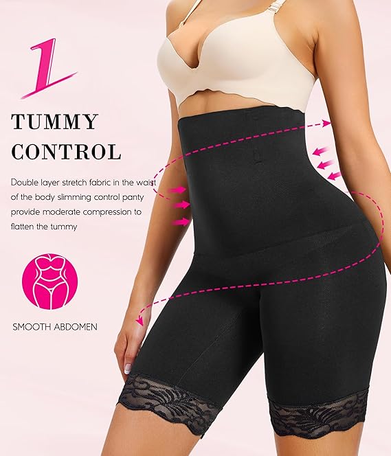 KUMAYES Shapewear for Women Tummy Control Knickers High Waisted Body Shaper Shorts Shaping Underwear Shapewear shorts XL, Black)