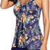 Durio Tankini Women's Tummy Control Swimwear Two Piece Swimsuit with Hot Pants, Blue and Purple, 18