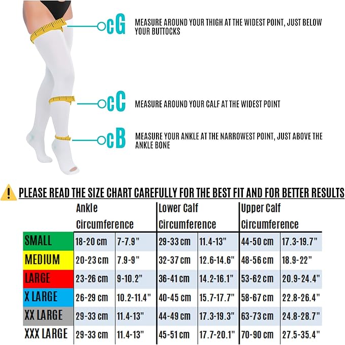 invera Anti-Embolism Compression Stockings Thigh High Unisex Ted Tube Socks 15-20 mmHg Moderate Level, White, X-Large (1 Pair)