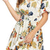SEMIR Women's Boho Button Up Split Floral Print Flowy Party Dress Beige XL