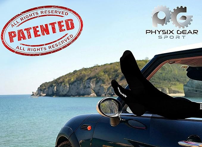 Physix Gear Compression Socks for Men & Women 20-30 mmhg,Best Graduated Athletic Fit for Running Nurses Shin Splints Flight Travel&Maternity Pregnancy - Boost Stamina Circulation & Recovery BLACK LXL