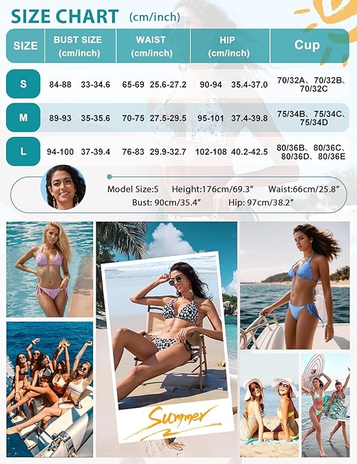 UMIPUBO Women's Bikini Set Sexy Two Piece Swimsuit Triangle Low Waisted Bikini Halter Lace-Up Tie Side Bottom Ladies Swimwear(Black,M)