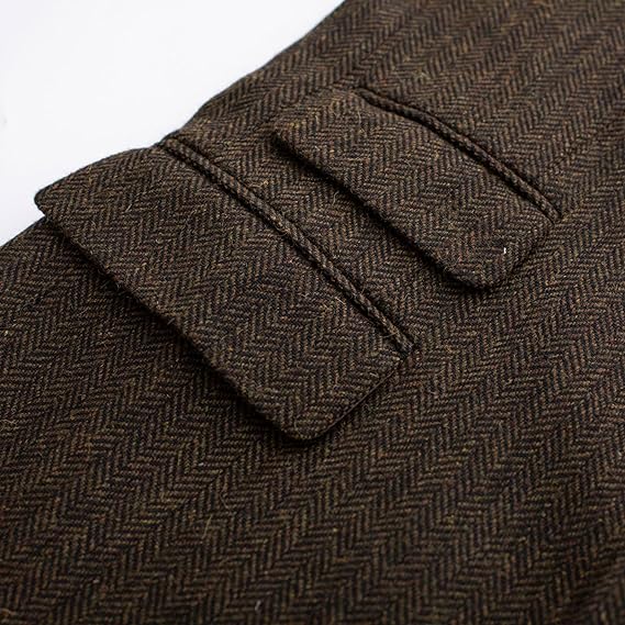 PJ PAUL JONES Men's Vintage Herringbone Tweed Blazers British Wool Blend Sport Coat Jacket, Brown Herringbone, XL