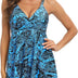 Adigaber Women Two Piece Bathing Suit Top Cross Floral Printed Swim Dress Tummy Control Tankini with Boyshorts,Dark Blue,L