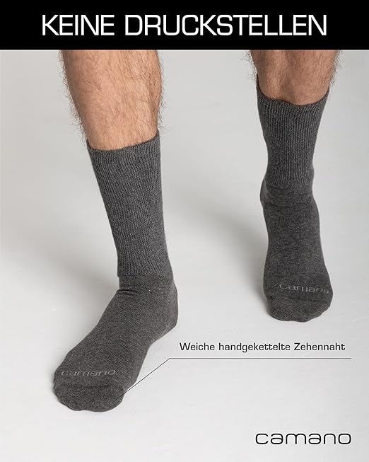 Camano Crew Online Unisex Diabetic Socks 4p, Black, 9-11