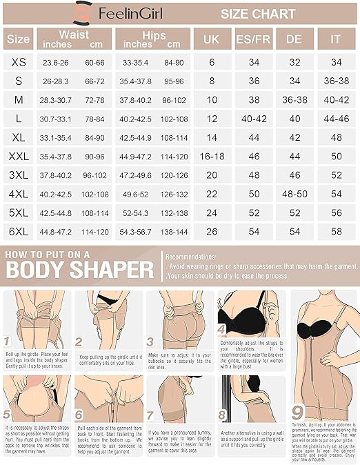 FeelinGirl Womens Shapewear Tummy Control Bodysuits Open Bust High Waisted with Zipper Thigh Slimmers Black XL