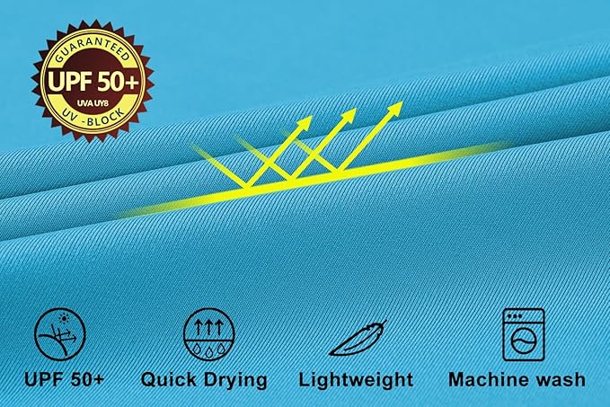 Huayuzh Mens Swimming Shirts Short Sleeve Watersport Rash Guards Rashguard UPF 50+ Quick Drying T-Shirts Surfing Pool Beach Top Blue 3XL