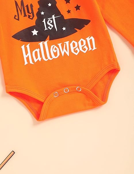 Baby Girl My First Halloween Christmas Clothes Set Romper+Shorts Bow 4PC Newborn Christmas Halloween Outfits