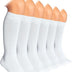 Truebuy® Back to School Kids Girls White Plain Knee High Socks 3 Pairs Long Smooth TrThigh Grip Knitted Cotton Rich Socks UK12-3
