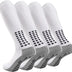 Geebuzz 4 Pairs Men's Football Socks Knee High Grip Socks Football Non-Slip Football Basketball Hockey Sport Grip Socks (White), White