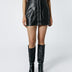 Koton Women's Snap Button Detail Pocket Faux Leather Mini Skirt
