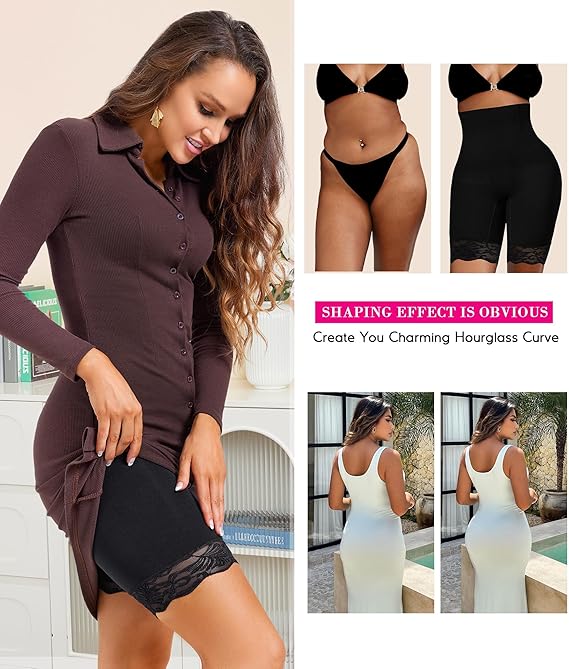 KUMAYES Shapewear for Women Tummy Control Knickers High Waisted Body Shaper Shorts Shaping Underwear Shapewear shorts XL, Black)