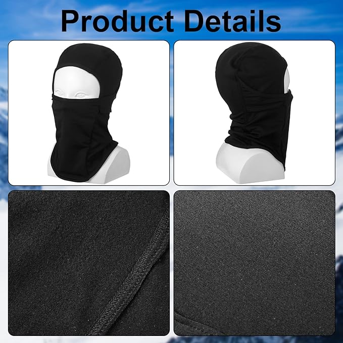 Kids Ski Mask Balaclava Fleece Face and Neck Cover Mask Thermal Kids Balaclava Windproof Face Warmer Winter Face Mask for Boys Girls Children Cycling Running Skiing Snowboarding Winter (Black)
