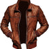 Mens Biker Vintage Distressed Bomber Winter Leather Jacket, Brown, XL-For Person with Chest (43 inches or 109cm)