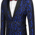 COOFANDY Mens Paisley Suit Lapel Jackets Tuxedo One Button Dinner Jacket Smart Blazer Retro Slim Fit Coat Party Blue XXL