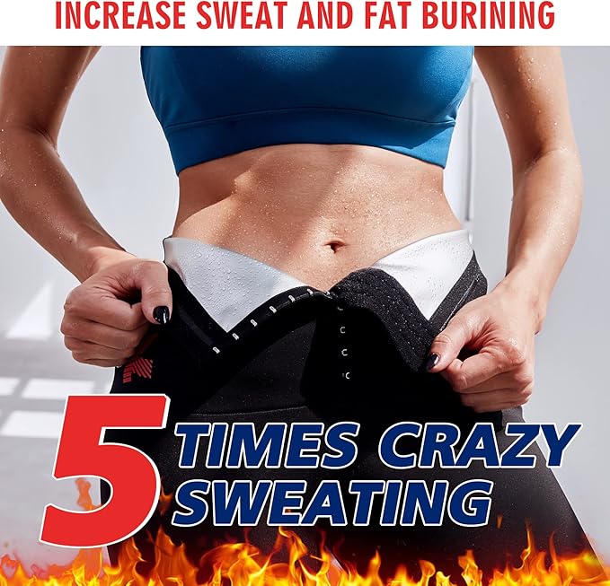 KUMAYES Sauna Leggings for Women Sweat Pants Tummy Control Sport Leggings Compression Slimming Workout Training Body Shaper, Black, S