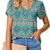 Bestbee Womens Short Sleeve Tops, Ladies Summer Tops Cute V Neck Shirts Plus Size Casual T-Shirts Loose Fit Blouses, Blue-Khaki, 2XL