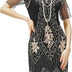 BABEYOND 1920s Flapper Fringed Sequin Dress Roaring 20s Fancy Dress Gatsby Costume Dress V Neck Vintage Beaded Evening Dress (BlackGold, 3XL)