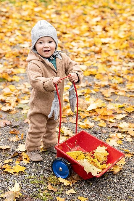Disana Walk-Overall, with Fold-Over Cuffs, 100% Organic Merino Wool GOTS, IVN Best, Newborn Baby, Toddler, Child, Unisex, Made in Germany, caramel, 98/104 cm