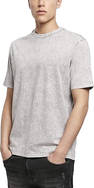 Build Your Brand Men's Acid Washed Tee T-Shirt, Grey Black, 3XL