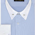 Jack Martin London Blue Striped Pin Collar Formal Shirts for Adult Men | Mens Long Sleeve Dress Shirt with Collar Bar (Blue,M)