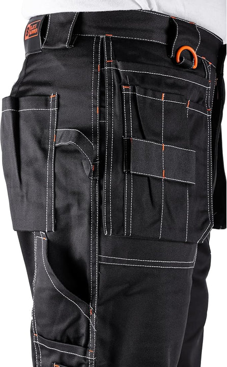 Black Hammer Men's Durable Lightweight Work Trousers Safety Cargo Pants for Men with Knee Pad & Multiple Pockets Professional Workwear for All Jobs Zilla Black (32W / 31L)