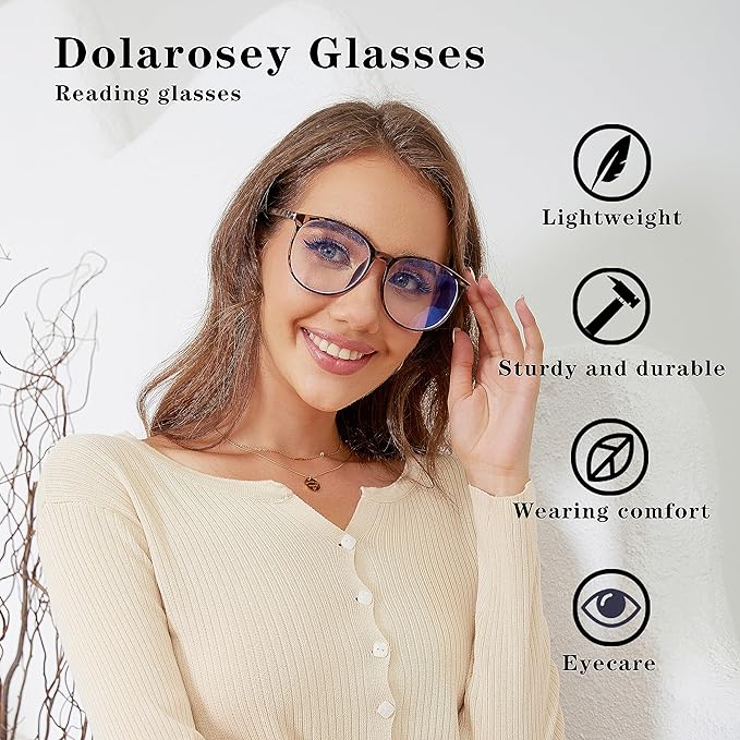 Dolarosey Blue Light Blocking Glasses Oversized frame for Computer/Phone/Pad/Game, Anti Glare Fatigue Avoids Headaches Eye Strain, (Frame Width/ 144MM), (Lens Width/ 57MM)