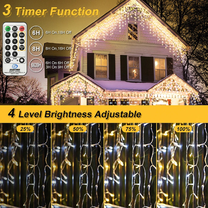 10m LED Icicle Lights – 8 Mode Fairy String for Christmas & Outdoor Decor