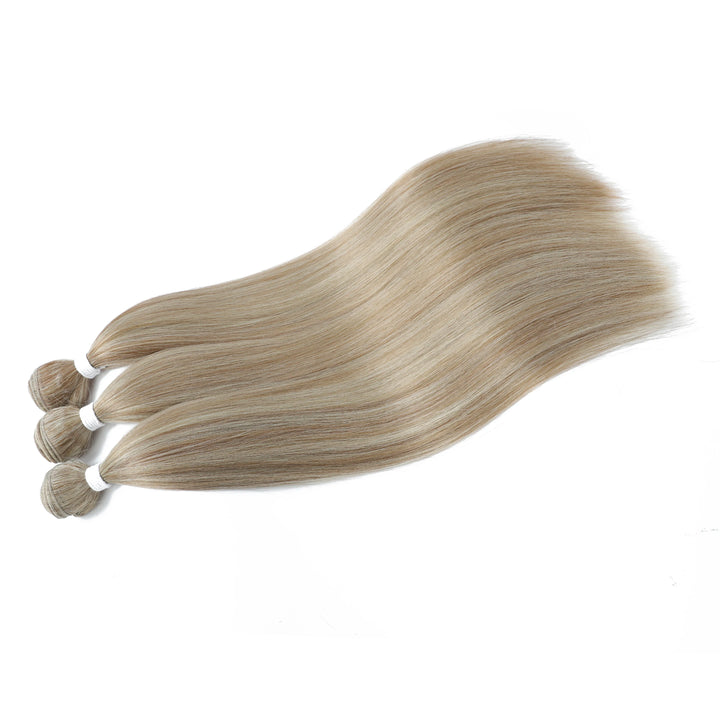 Blonde Straight Hair Bundles – Synthetic Yaki Weave Extensions Smooth Full Ends