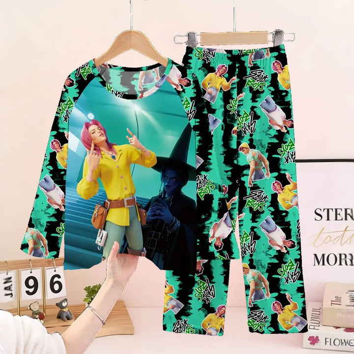 Kids KPop Demon Hunters Pyjamas Set Girls Long Sleeve 2PCS Sleepwear