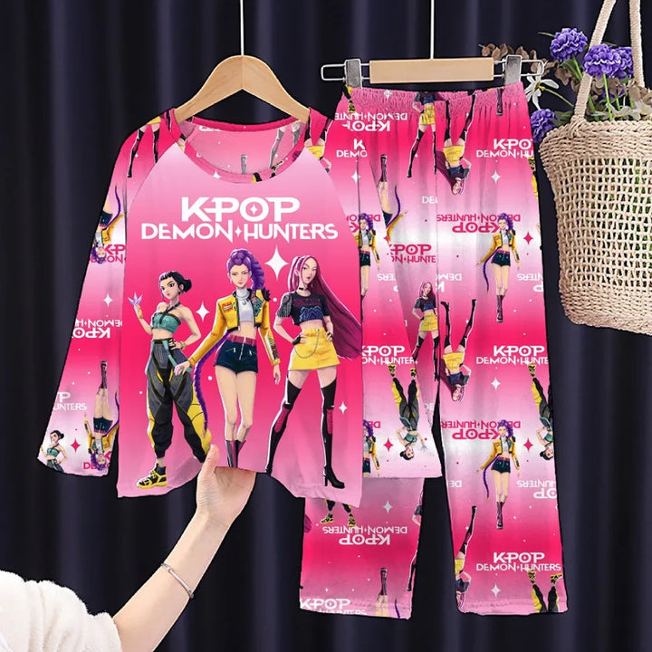 Kids KPop Demon Hunters Pyjamas Set Girls Long Sleeve 2PCS Sleepwear