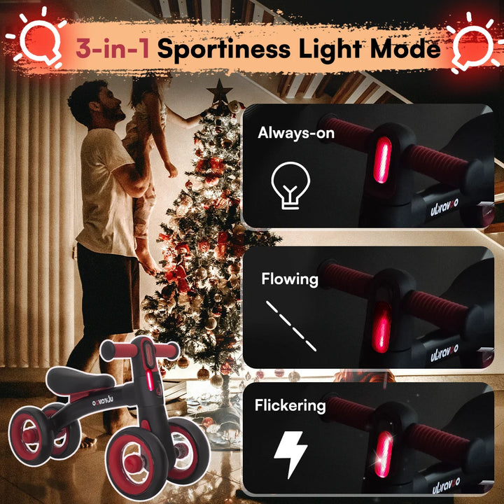 Ubravoo Baby Slide Balance Bike – 12–24M Ride-On Toy with Headlight & Silent Wheels
