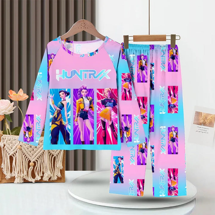 Kids KPop Demon Hunters Pyjamas Set Girls Long Sleeve 2PCS Sleepwear