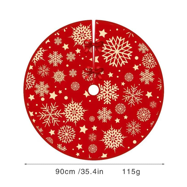 35.4'' Christmas Tree Skirt – Snowflake Pattern Holiday Decor Mat