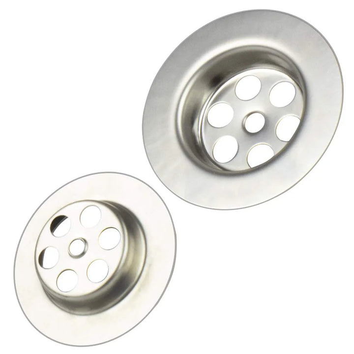 2x Sink Drain Plug Covers with Screw – Bath Plug Hole Filter & Threaded Adapter Set