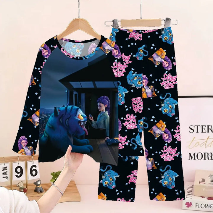 Kids KPop Demon Hunters Pyjamas Set Girls Long Sleeve 2PCS Sleepwear
